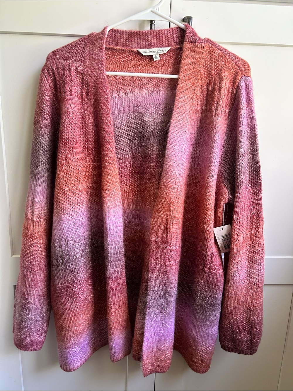 Heritage Charms Pink Multi Gradient Open-Front Cardigan